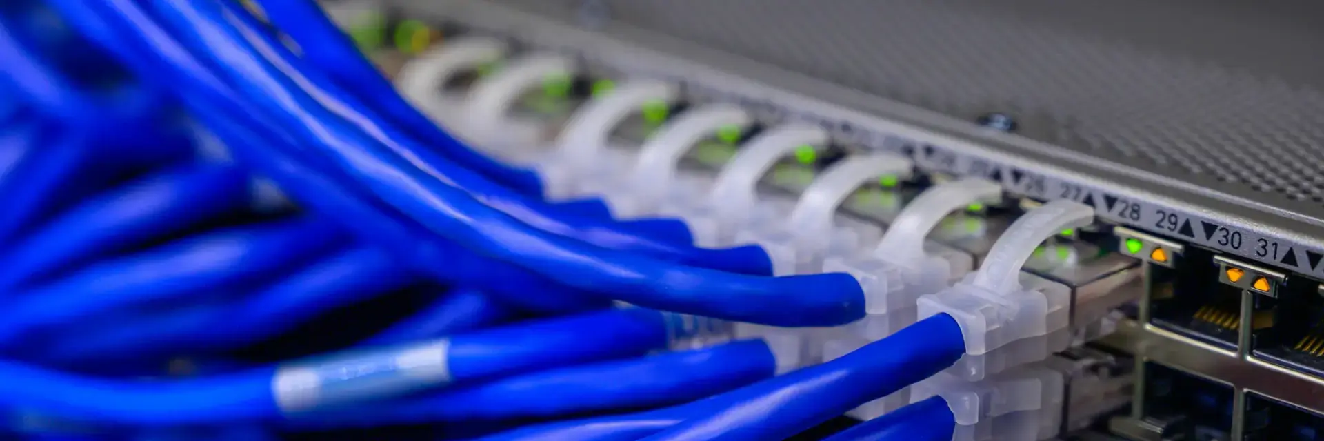 Home network and wifi dubai: example photo of structured network cabling terminated in a rack
